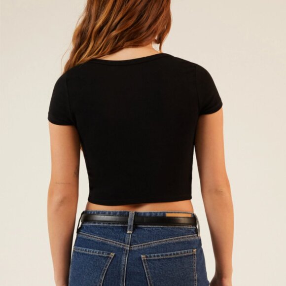 Est. PAC 1980 Sabrina Tie Front Square Neck Crop Top Women's Size Large NWT - Picture 3 of 5